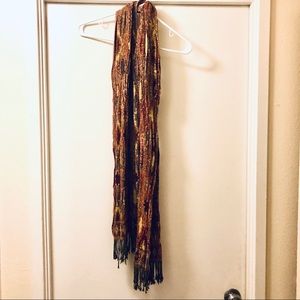Crinkled Crepe Scarf with Fringe